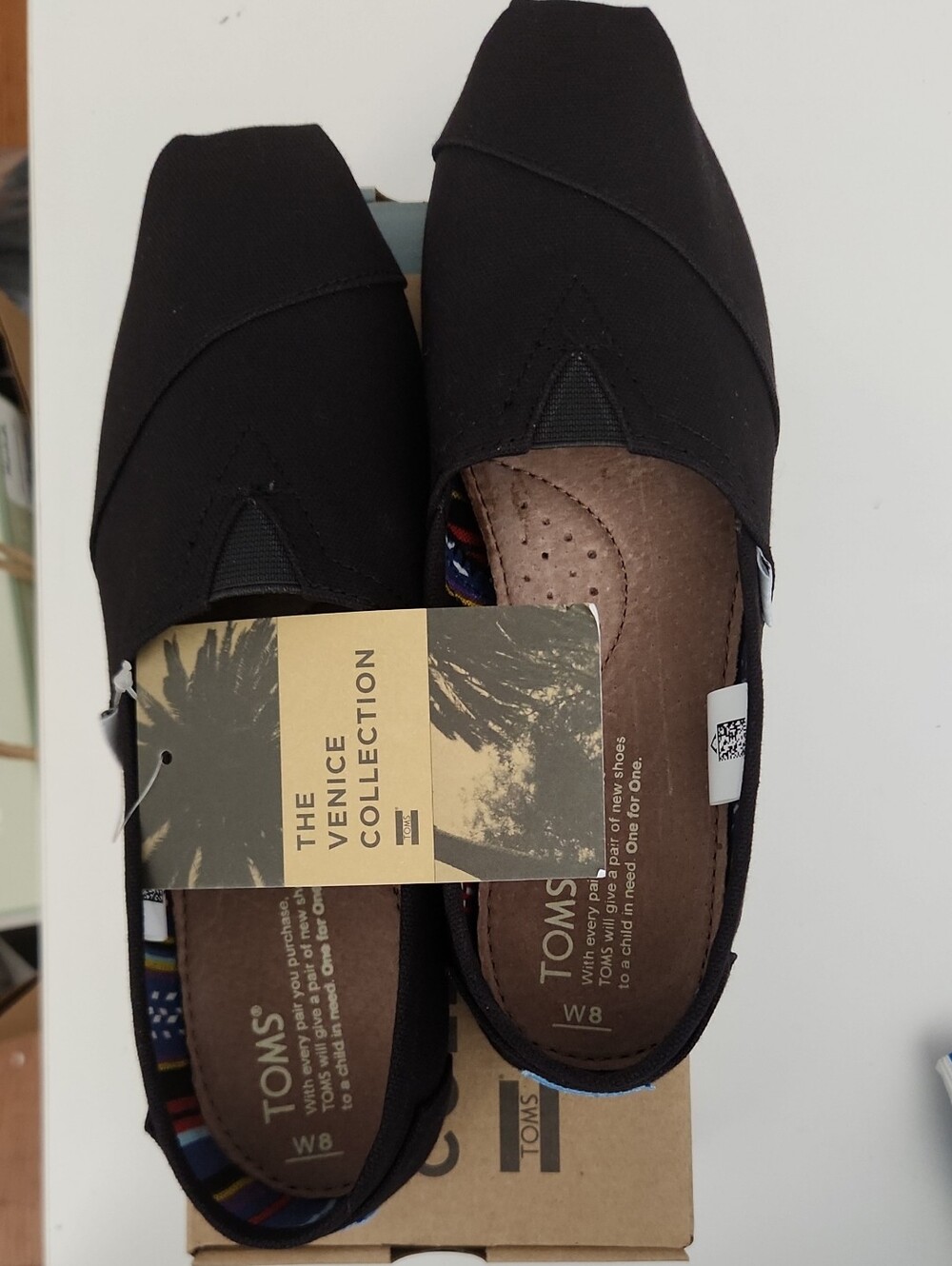 TOMS Black Canvas Slip-On Flats - Venice Collection NWT